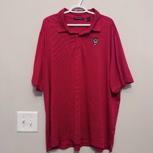NC State Cutter & Buck Pencil Stripe Stretch Polo - Red XXL